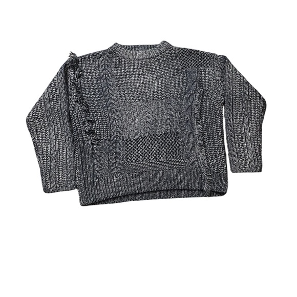 Current Air Sweater Fringe Cable Detail Heavy Knit Boxy Size Medium NWT - Picture 2 of 7